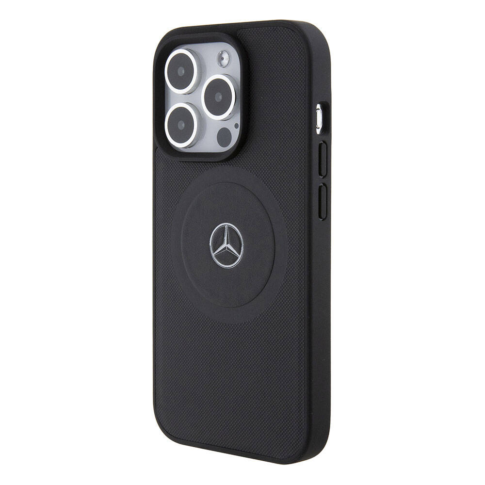 Mercedes Benz iPhone 15 Pro Orjinal Lisanslı M-safe Şarj Özellikli Pike Desenli Baskı Logolu Deri Kılıf Mercedes Benz iPhone 15 Pro Orjinal Lisanslı M-safe Şarj Özellikli Pike Desenli Baskı Logolu Deri Kılıf